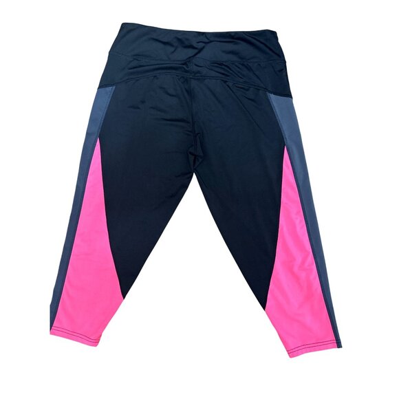 CCC Capri Length Pink Black High Waist Athletic Yoga Pants Size Medium - Picture 6 of 6
